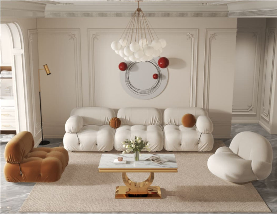 TABLE BASSE INVICTUS GOLD MARBRE BLANC 120x60 cm