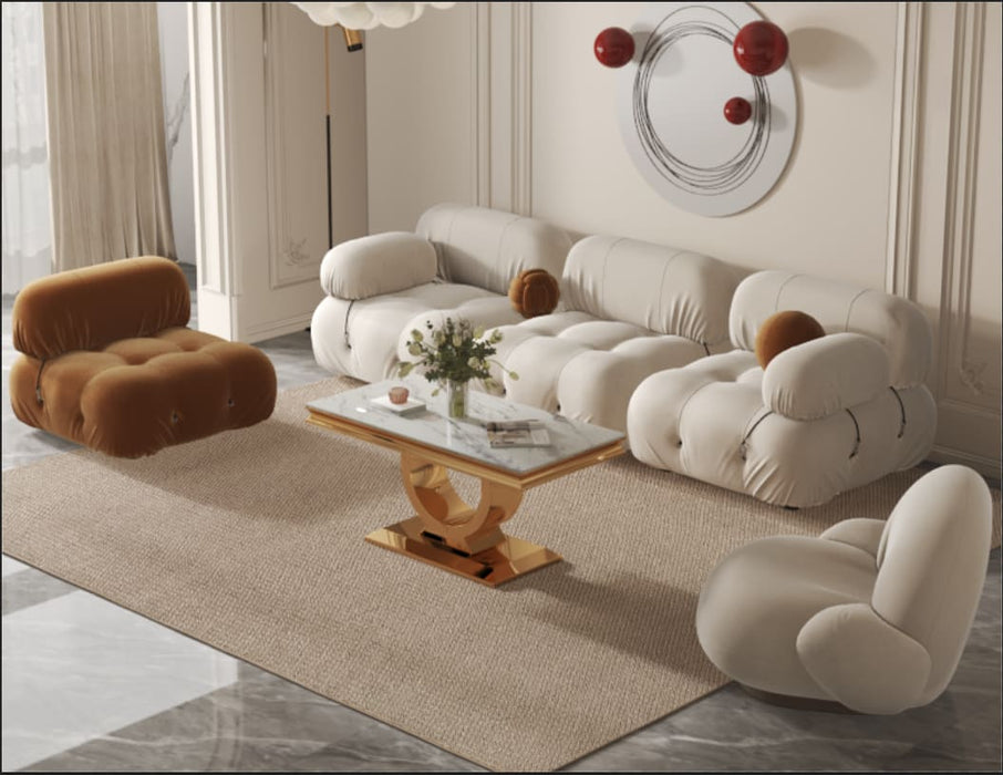 TABLE BASSE INVICTUS GOLD MARBRE BLANC 120x60 cm