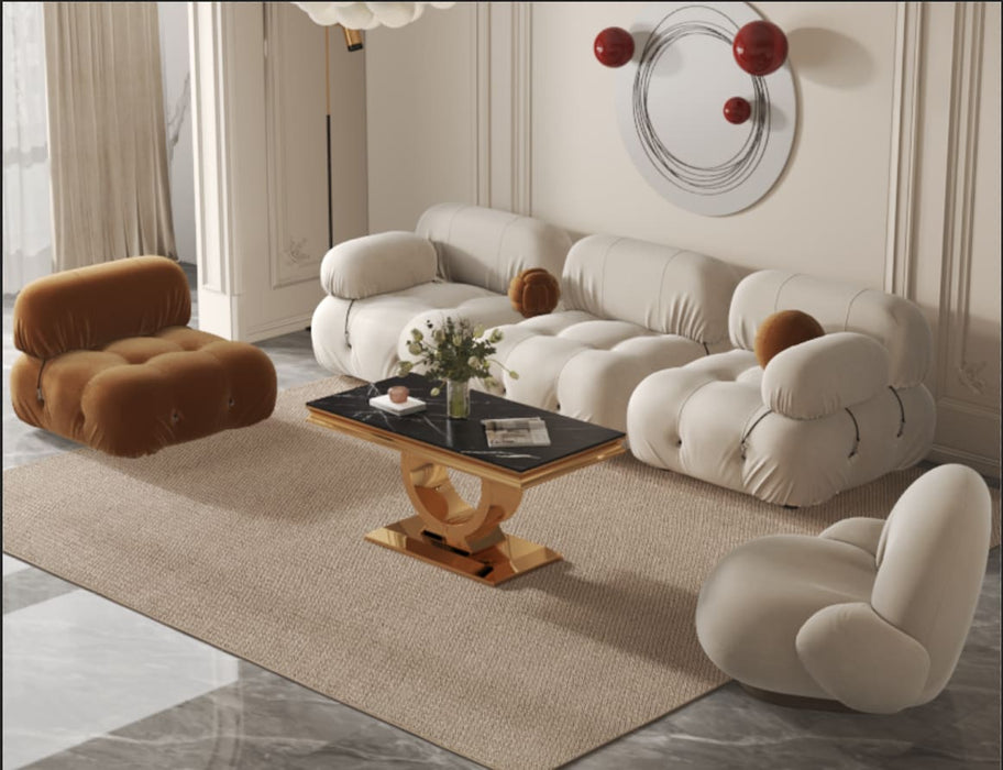 TABLE BASSE INVICTUS GOLD MARBRE NOIR 120x60 cm