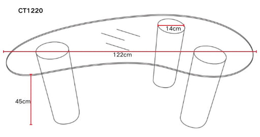 TABLE BASSE PYLONE PIED CHENE PLATEAU TRANSPARENT 120X70X45 CM