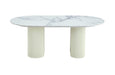 TABLE BASSE ROXY PIED BEIGE CERAMIQUE MARBRE BLANC 120x60x45cm