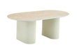 TABLE BASSE ROXY PIED BEIGE CERAMIQUE TRAVERTIN BRILLANT 120x60x45cm