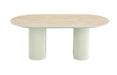 TABLE BASSE ROXY PIED BEIGE CERAMIQUE TRAVERTIN MAT 120x60x45cm