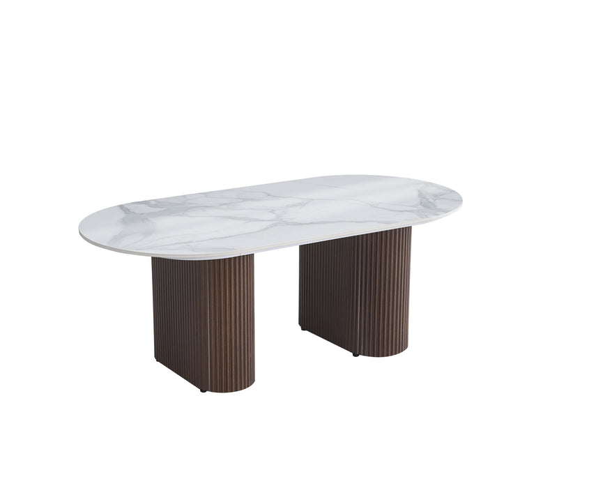 TABLE BASSE ROXY PIED NOYER CERAMIQUE MARBRE BLANC 120x60x45cm - image 2