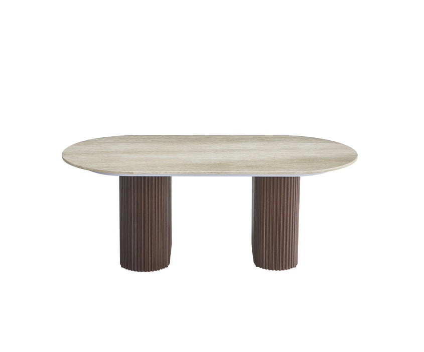 TABLE BASSE ROXY PIED NOYER CERAMIQUE TRAVERTIN BRILLANT 120x60x45cm - image 1