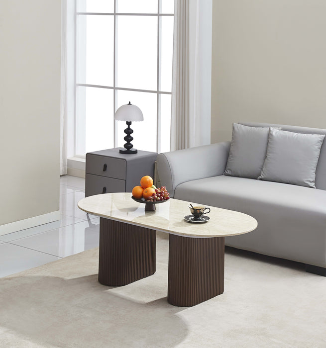 TABLE BASSE ROXY PIED NOYER CERAMIQUE TRAVERTIN BRILLANT 120x60x45cm - image 5