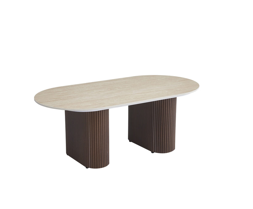 TABLE BASSE ROXY PIED NOYER CERAMIQUE TRAVERTIN MAT 120x60x45cm - image 2