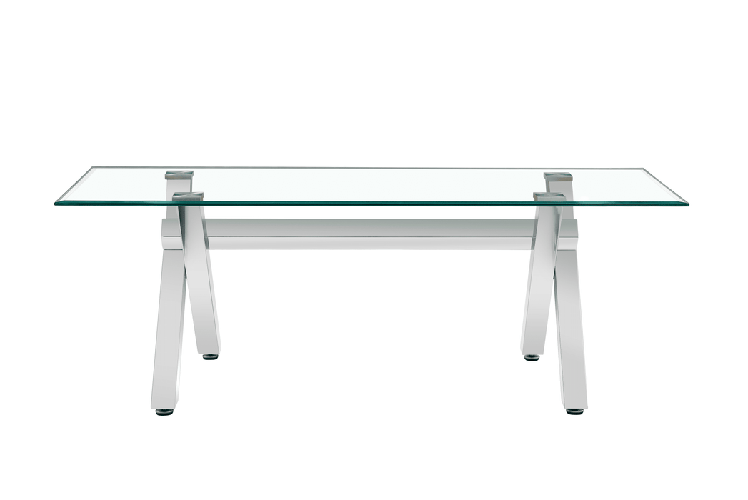 TABLE BASSE IXE CHROME TRANSPARENT 120x60x45cm