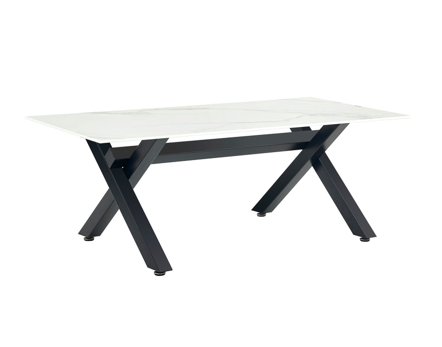 TABLE BASSE IXE METAL MARBRE BLANC 120x60x45cm - image 2