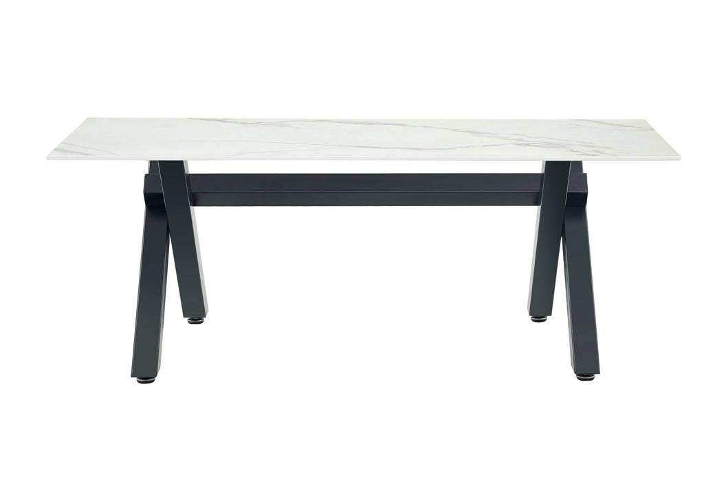 TABLE BASSE IXE METAL MARBRE BLANC 120x60x45cm