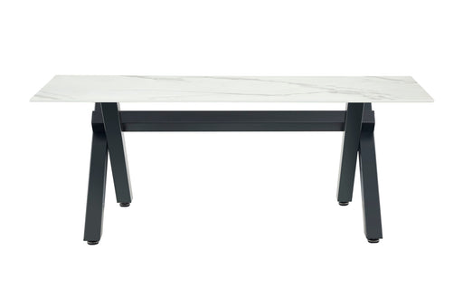 TABLE BASSE IXE METAL MARBRE BLANC 120x60x45cm