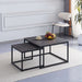 TABLE BASSE BELGRADE PIED METAL NOIR BOIS GRIS 70X70X46 / 50X50X40CM - image 1