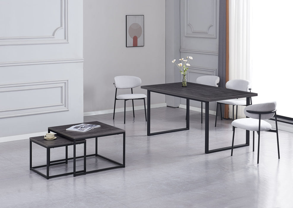 TABLE BASSE BELGRADE PIED METAL NOIR BOIS GRIS 70X70X46 / 50X50X40CM - image 4