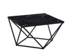 TABLE BASSE ALINA METAL NOIR VERRE MARBRE NOIR 80X80X45CM - image 2