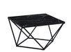 TABLE BASSE ALINA METAL NOIR VERRE MARBRE NOIR 80X80X45CM