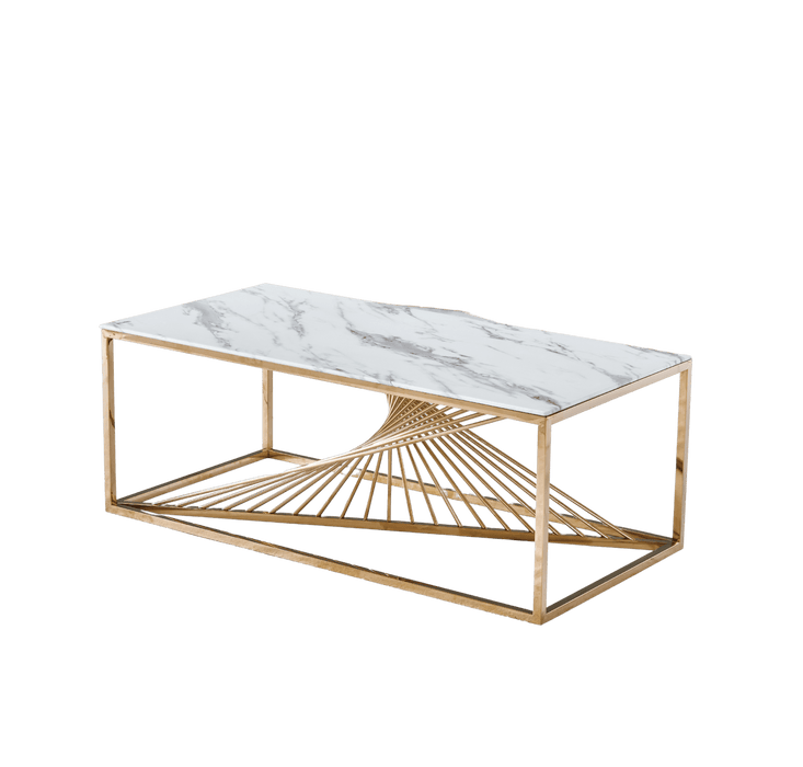 TABLE BASSE BRITANNY GOLD MARBRE BLANC 120x60x45 cm