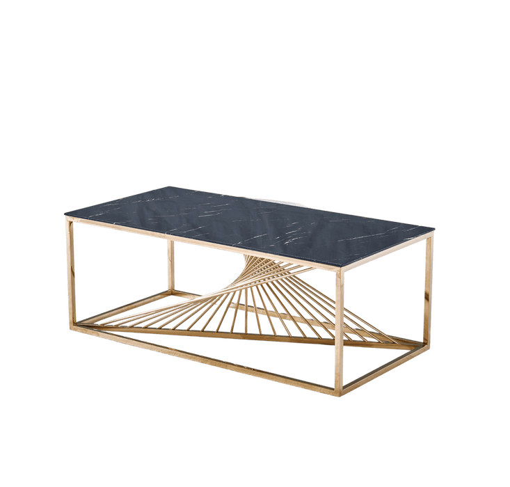 TABLE BASSE BRITTANY GOLD MARBRE NOIR 120x60x45 cm