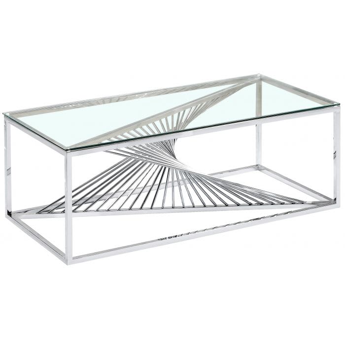 TABLE BASSE BRITANNY CHROME TRANSPARENT 120x60x45 cm