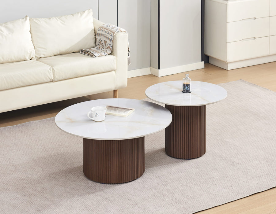 TABLE BASSE DUO BAIETA PIEDS EFFET NOYER CERAMIQUE MOKA - image 2