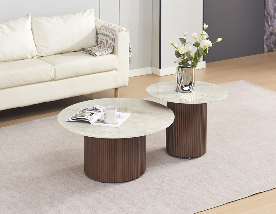 TABLE BASSE DUO BAIETA PIEDS EFFET NOYER PLATEAU CERAMIQUE SHAKESPEARE GRIS - image 3