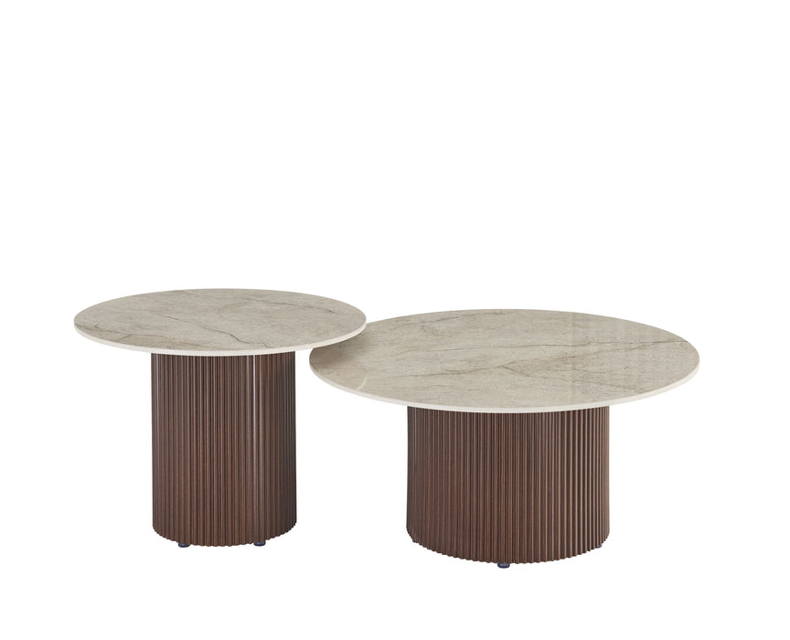 TABLE BASSE DUO BAIETA PIEDS EFFET NOYER PLATEAU CERAMIQUE SHAKESPEARE GRIS - image 1