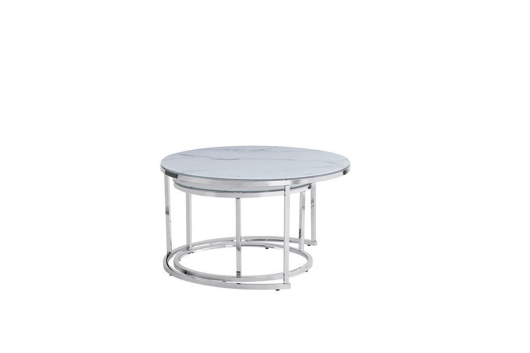 Lot de 2 tables Basses Gigogne ARTO inox et plateau en verre - image 2