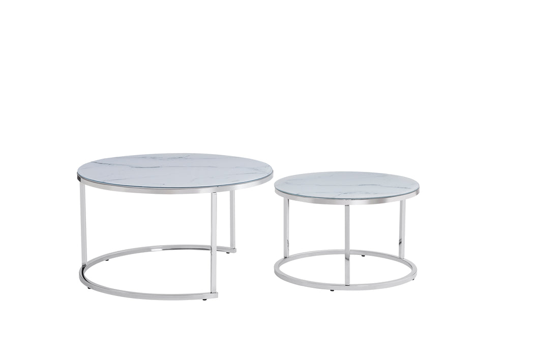 Lot de 2 tables Basses Gigogne ARTO inox et plateau en verre - image 3