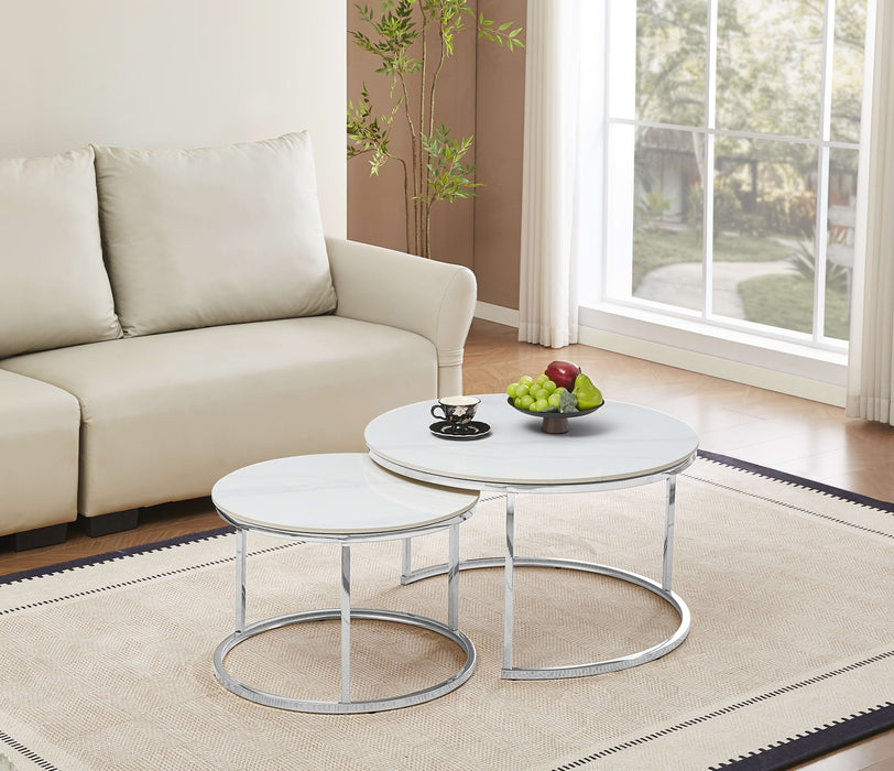 TABLE BASSE GIGOGNE PIED CHROME PLATEAU CERAMIQUE MARBRE BLANC - image 4