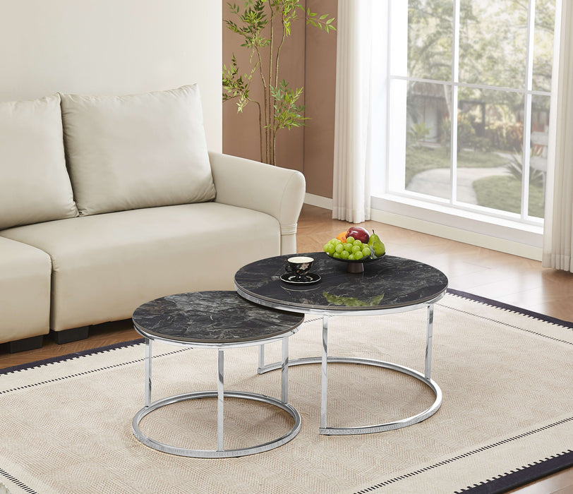 TABLE BASSE GIGOGNE PIED CHROME PLATEAU CERAMIQUE NOIR GEAI - image 4