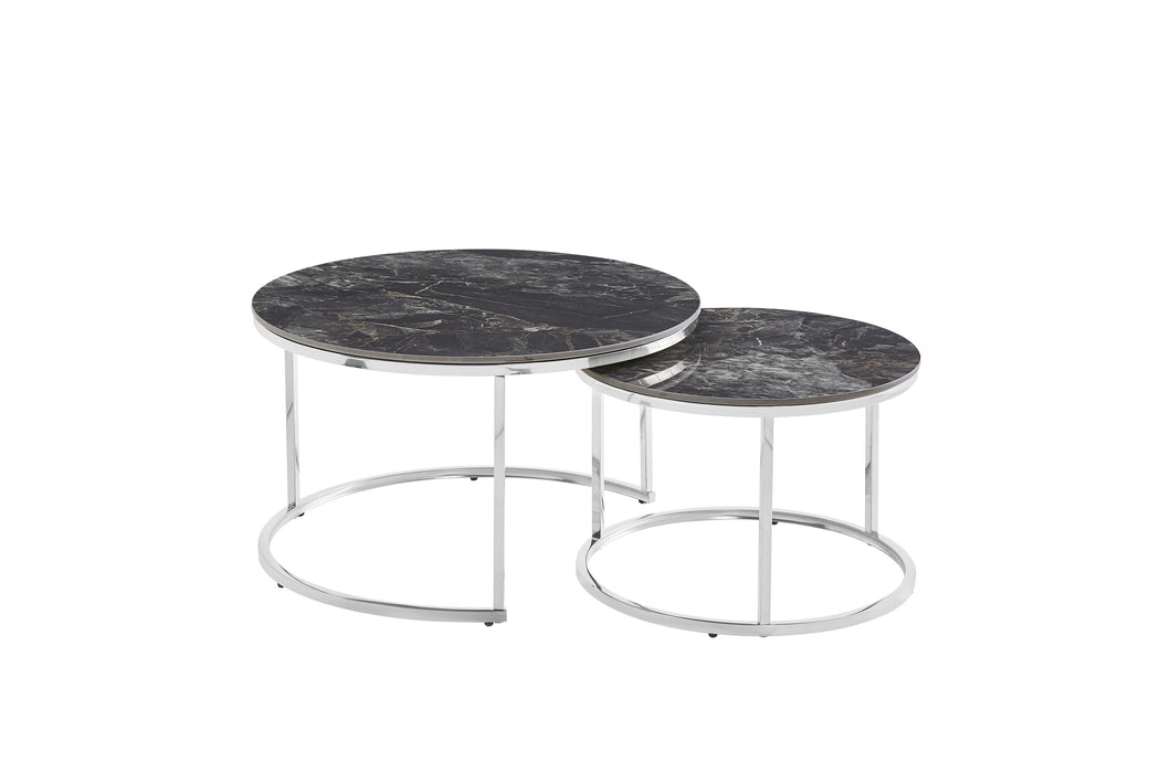 TABLE BASSE GIGOGNE PIED CHROME PLATEAU CERAMIQUE NOIR GEAI - image 1