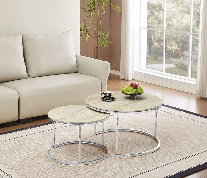TABLE BASSE GIGOGNE PIED CHROME PLATEAU CERAMIQUE TRAVERTIN BRILLANT - image 4