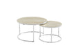 TABLE BASSE GIGOGNE PIED CHROME PLATEAU CERAMIQUE TRAVERTIN BRILLANT - image 1
