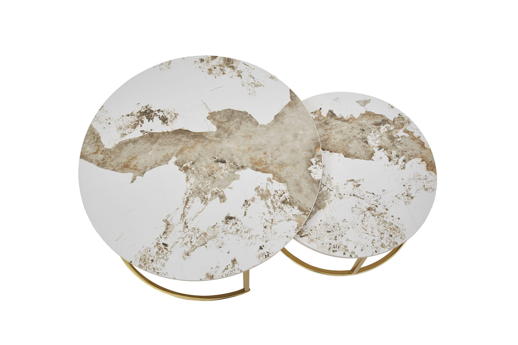 TABLE BASSE GIGOGNE PIED GOLD PLATEAU CERAMIQUE BRUN - image 2