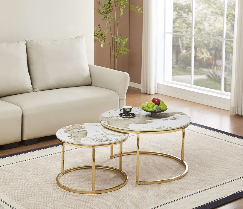 TABLE BASSE GIGOGNE PIED GOLD PLATEAU CERAMIQUE BRUN - image 4