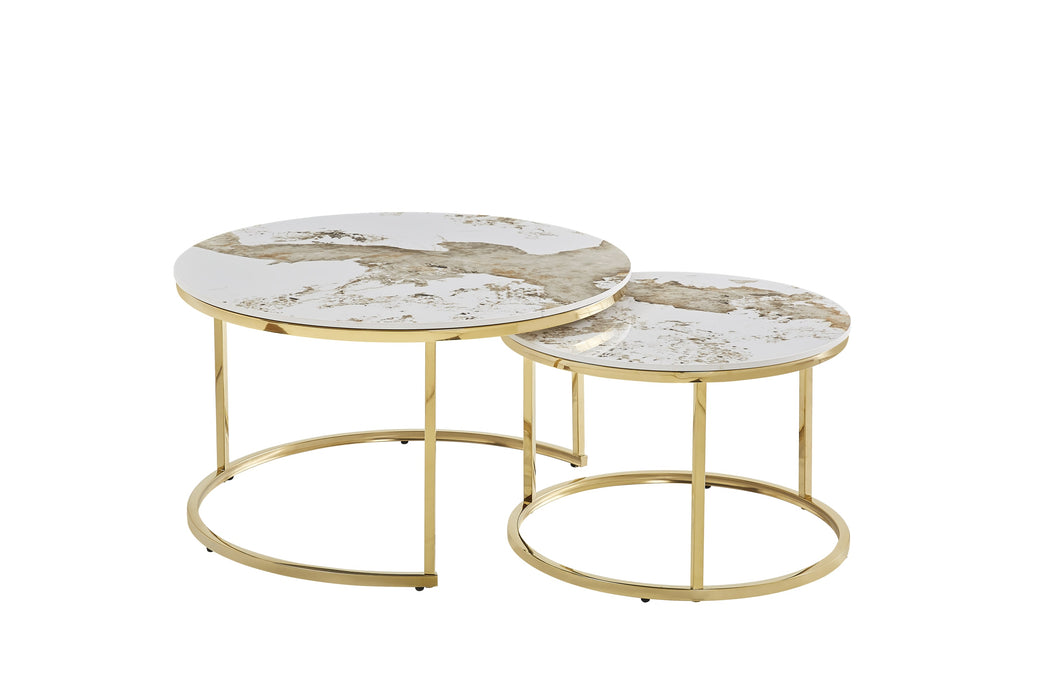 TABLE BASSE GIGOGNE PIED GOLD PLATEAU CERAMIQUE BRUN - image 1