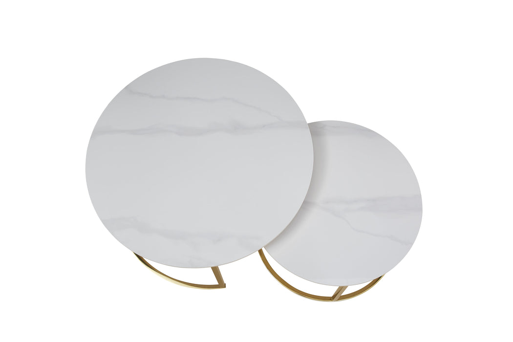 TABLE BASSE GIGOGNE PIED GOLD PLATEAU CERAMIQUE MARBRE BLANC - image 2
