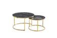TABLE BASSE GIGOGNE PIED GOLD PLATEAU CERAMIQUE NOIR GEAI - image 1