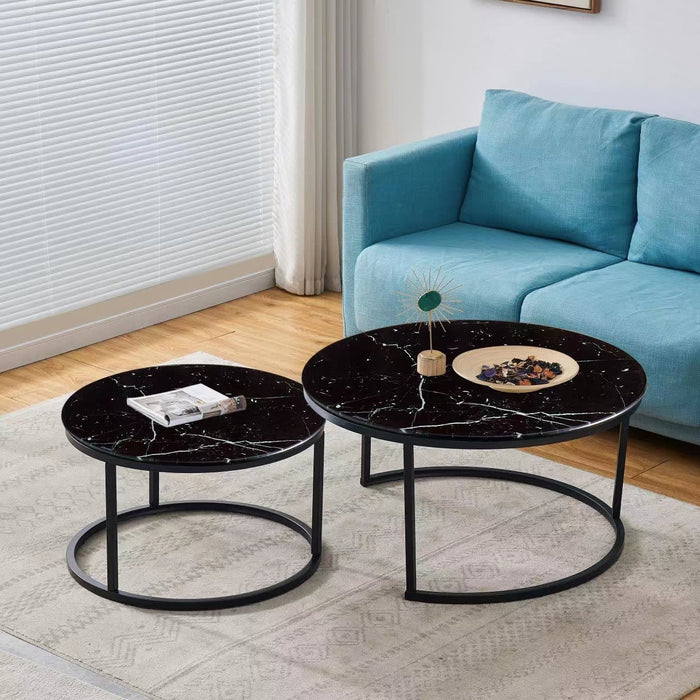 Lot de 2 tables Basses Gigogne ARTO métal noir et plateau en verre - image 3