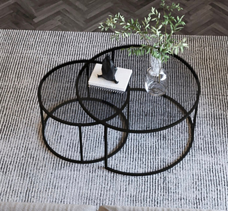 Lot de 2 tables Basses Gigogne ARTO métal noir et plateau en verre - image 5