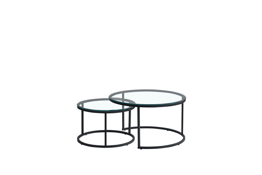 Lot de 2 tables Basses Gigogne ARTO métal noir et plateau en verre - image 2