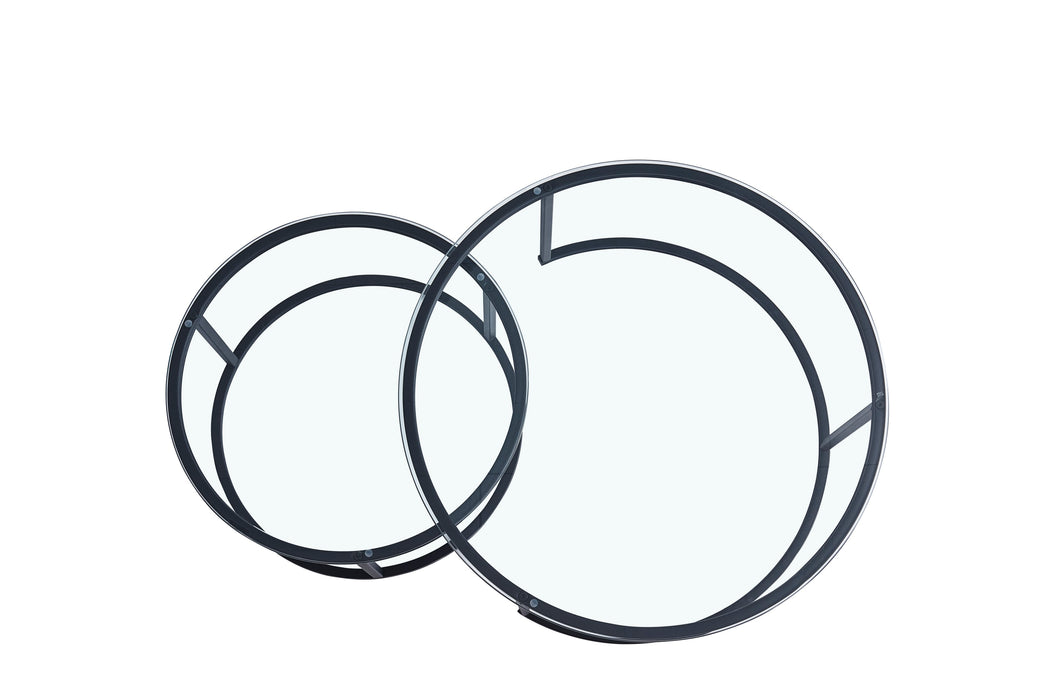 Lot de 2 tables Basses Gigogne ARTO métal noir et plateau en verre - image 3