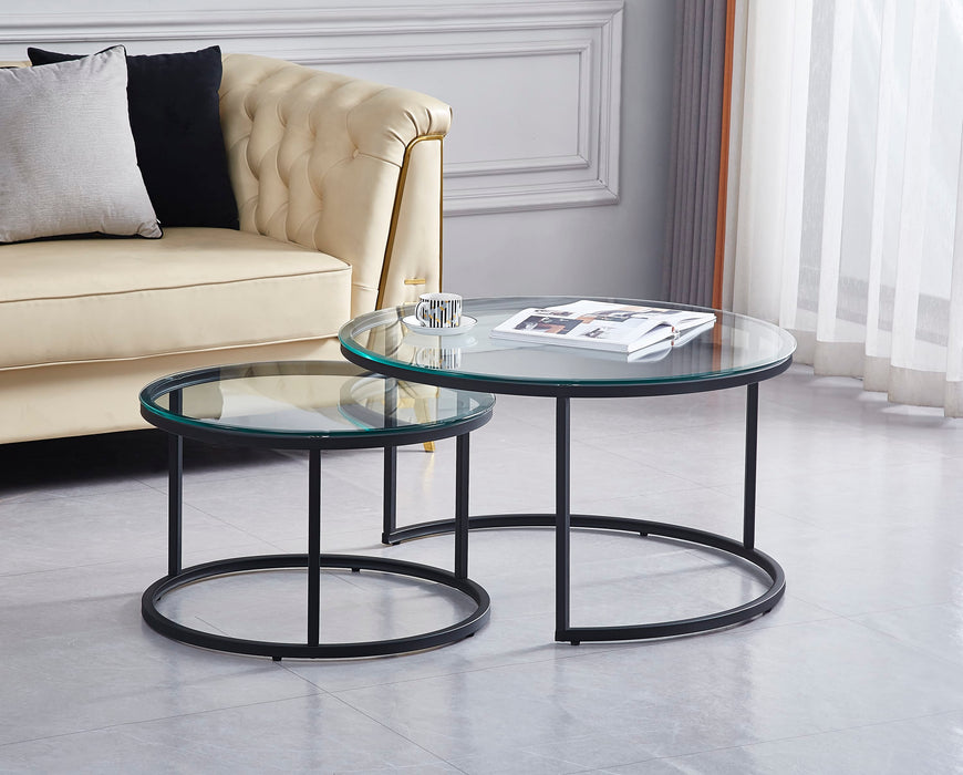 Lot de 2 tables Basses Gigogne ARTO métal noir et plateau en verre - image 4