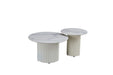 TABLE BASSE GIGOGNE POLPO PIED BEIGE PLATEAU CERAMIQUE MARBRE BLANC 70X70X38 + 50X50X45CM - image 2