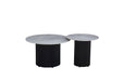 TABLE BASSE GIGOGNE POLPO PIED NOIR PLATEAU CERAMIQUE MARBRE GRIS 70X70X38 + 50X50X45 - image 3