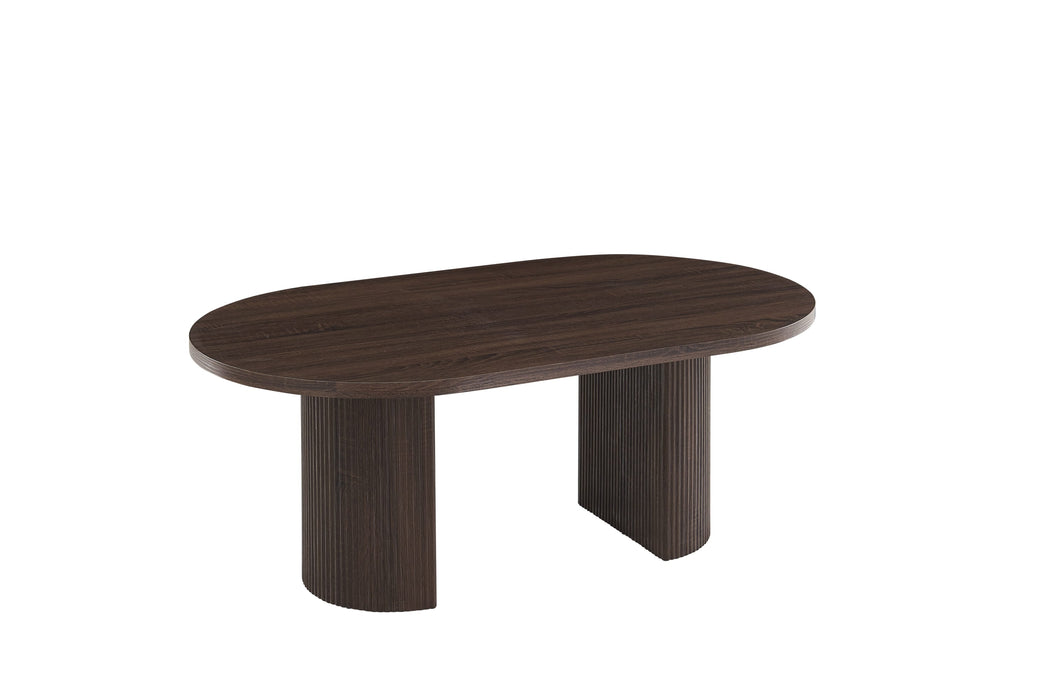 TABLE BASSE NEW ANNA PIED EFFET NOYER PLATEAU MDF EFFET NOYER 120x70x45cm - image 2
