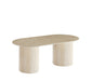 TABLE BASSE KINSHASA PIED METAL EFFET TRAVERTIN PLATEAU CERAMIQUE TRAVERTIN MAT 120x60x45cm - image 1