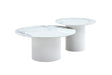 Table basse mina pied metal blanc plateau ceramique marbre blanc - image 1