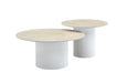 Table basse mina pied metal blanc plateau travertin mat - image 1