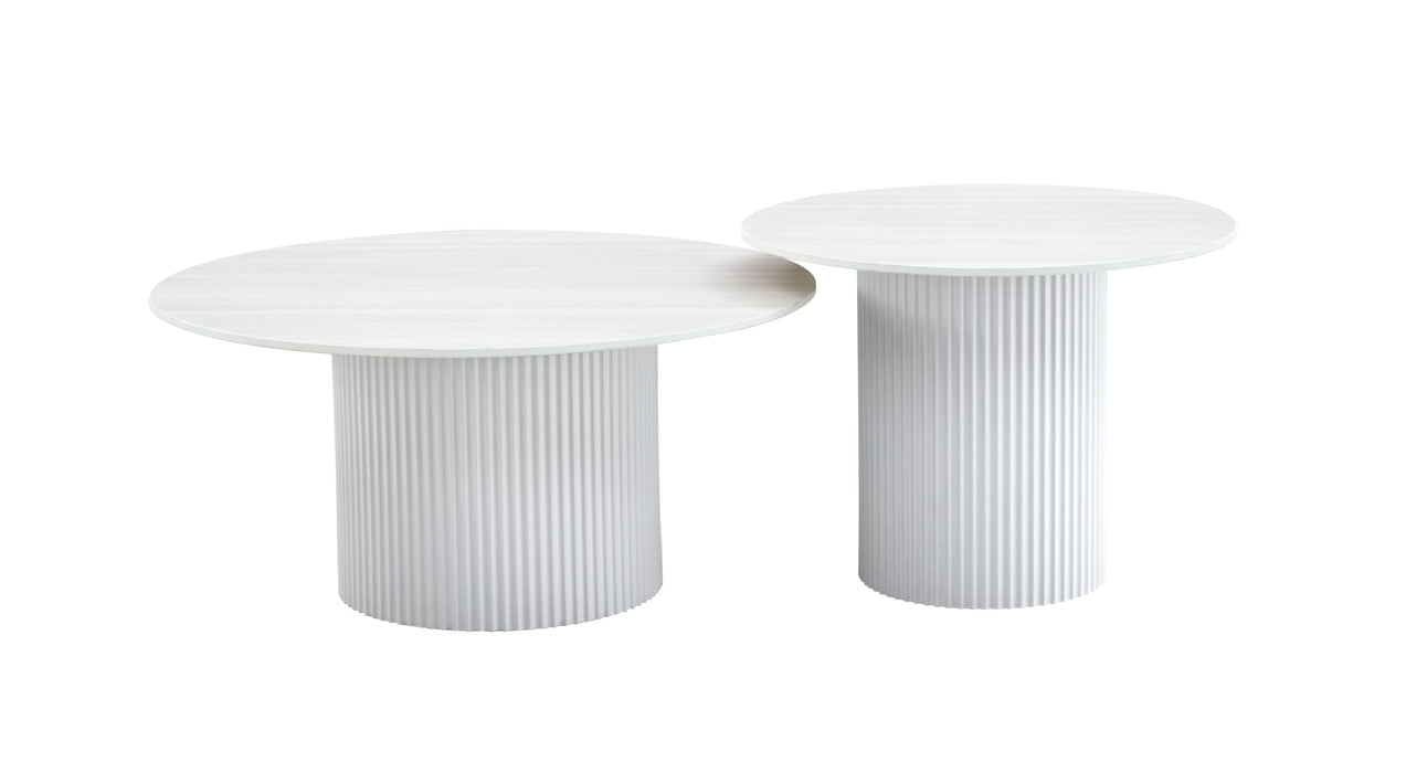 Table basse mina pied metal blanc plateau ceramique bois blanc