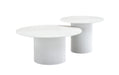 Table basse mina pied metal blanc plateau ceramique bois blanc